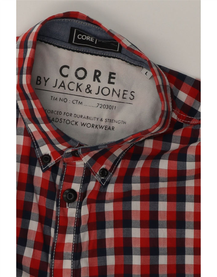 JACK & JONES Mens Short Sleeve Shirt Large Red Check Cotton Vintage Jack & Jones and Second-Hand Jack & Jones from Messina Hembry 