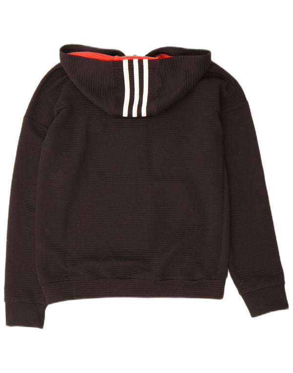 Adidas Jungen-Kapuzenpullover mit Reißverschluss, 11–12 Jahre, schwarzes Polyester