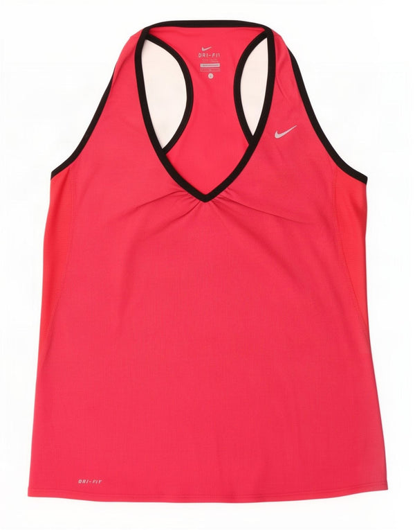 Nike Damen Dri Fit Weste Top UK 14 Large Pink Colourblock