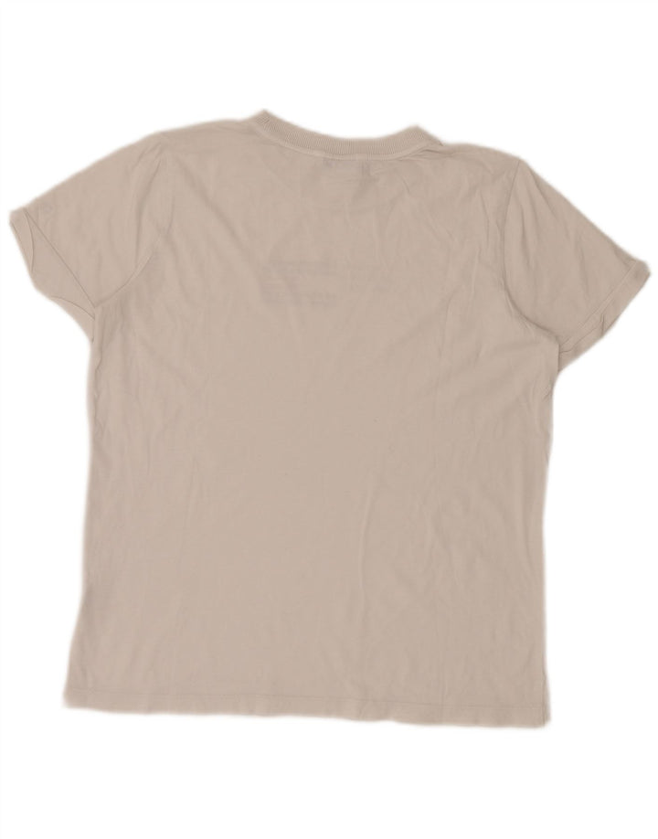 Tommy Hilfiger Damen Grafik-T-Shirt-Oberteil UK 14 Mittelweiß