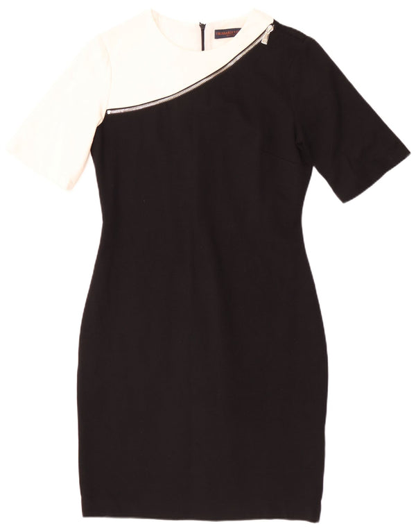 Trussardi Damen Etuikleid IT 42 Mittelschwarze Colourblock-Viskose