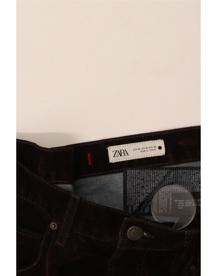 ZARA Damen-Jeans, kurz geschnitten, EU 42, Größe L, W32, L25, Braun, Baumwolle