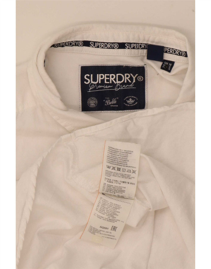 Superdry Damen-Hemd UK 16 Large aus weißer Baumwolle