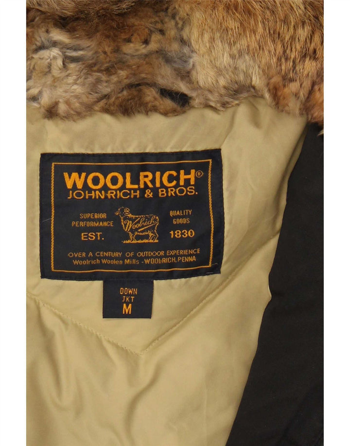 Woolrich Wattierte Damenjacke mit Kapuze, UK 14, mittelschwarze Baumwolle