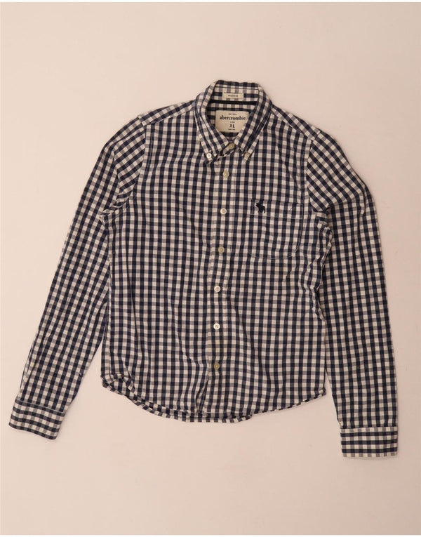 ABERCROMBIE & FITCH Hemd für Jungen, 12–13 Jahre, XL, blaues Gingham-Baumwolle