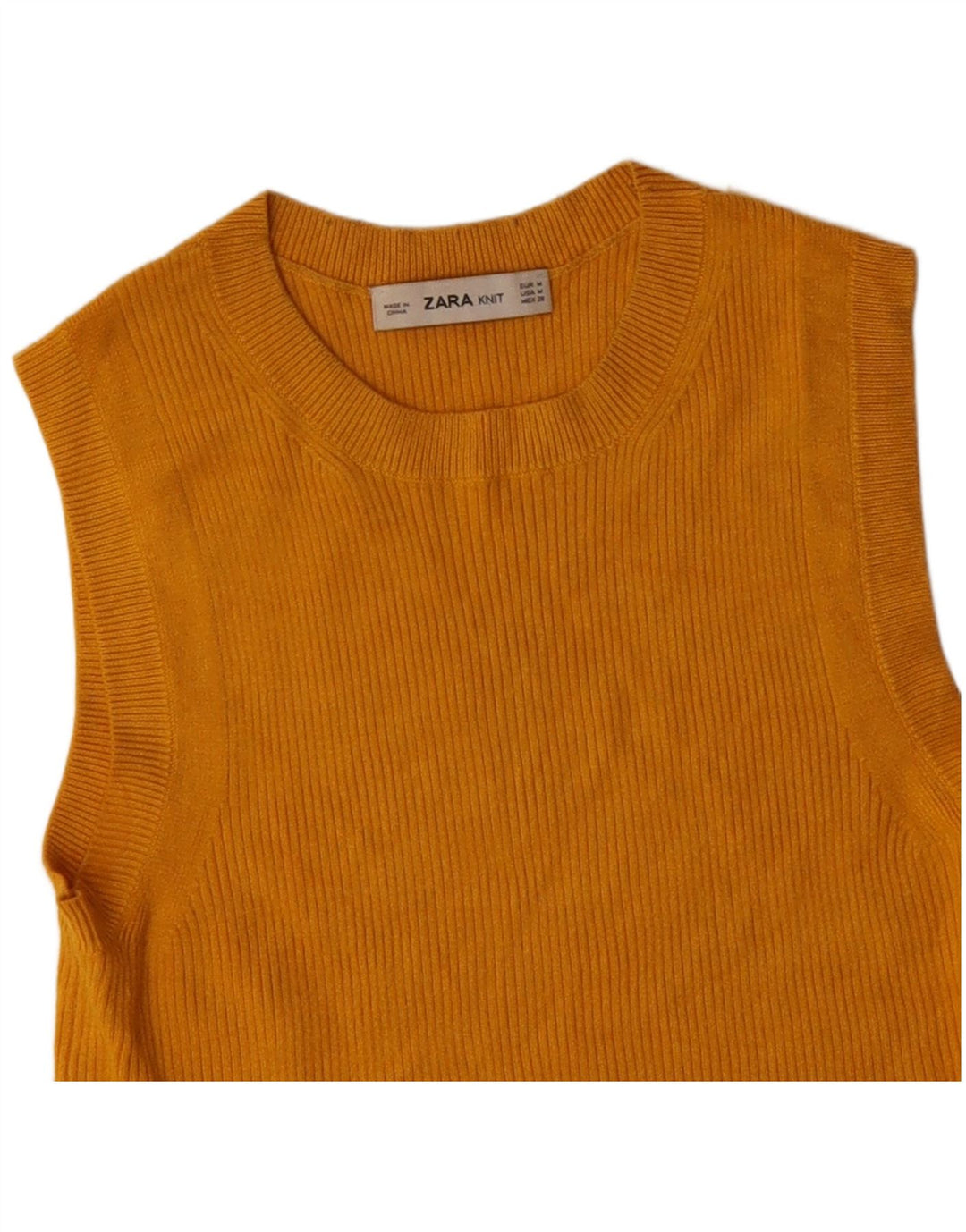 ZARA Damen Crop Vest Tank Top UK 12 Mittelgelbe Viskose