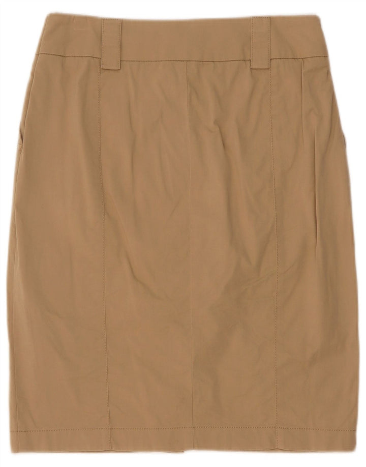 Marella Damen gerader Rock UK 14 Medium W29 Beige Baumwolle