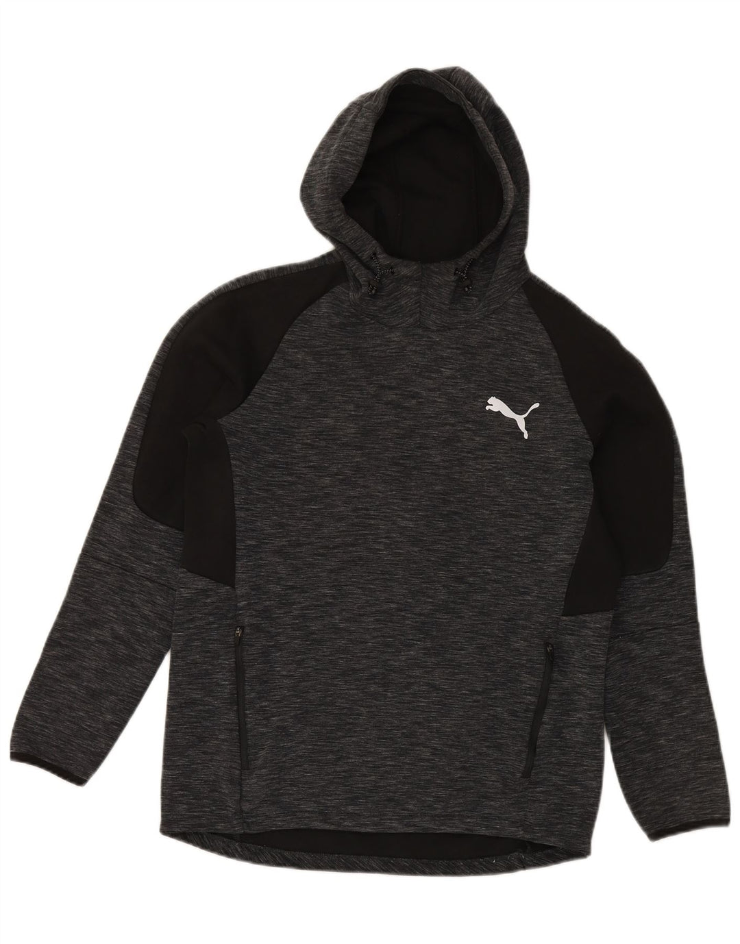 Puma Herren Kapuzenpullover aus mittelgrau gefleckter Baumwolle
