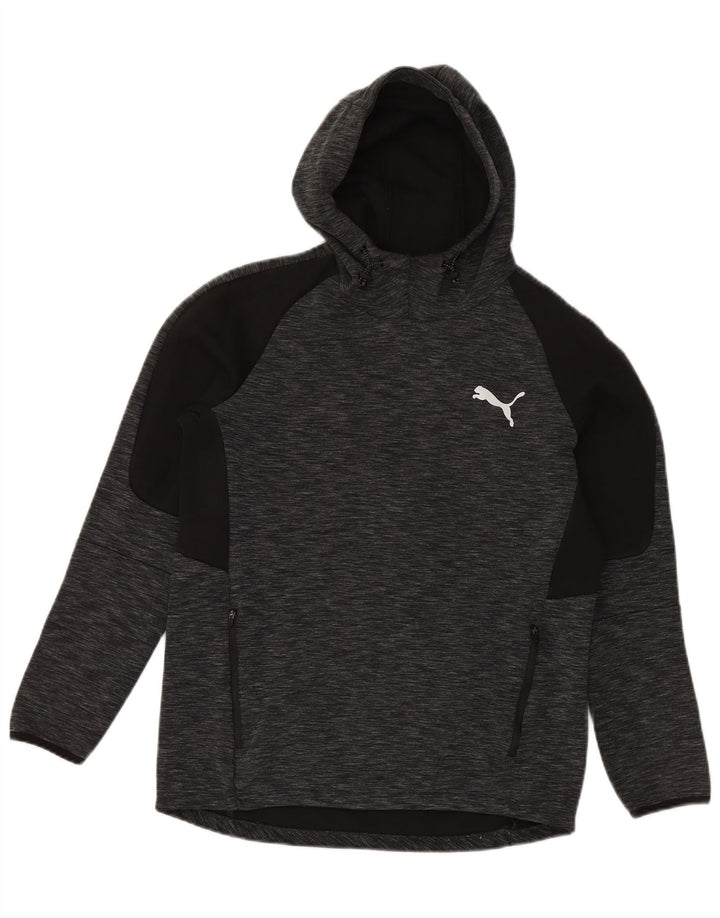 Puma Herren Kapuzenpullover aus mittelgrau gefleckter Baumwolle