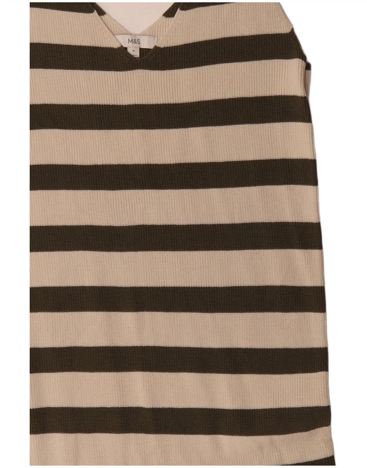 Marks & Spencer Damen Ärmelloses Pulloverkleid UK 14 Mittelgrün gestreift