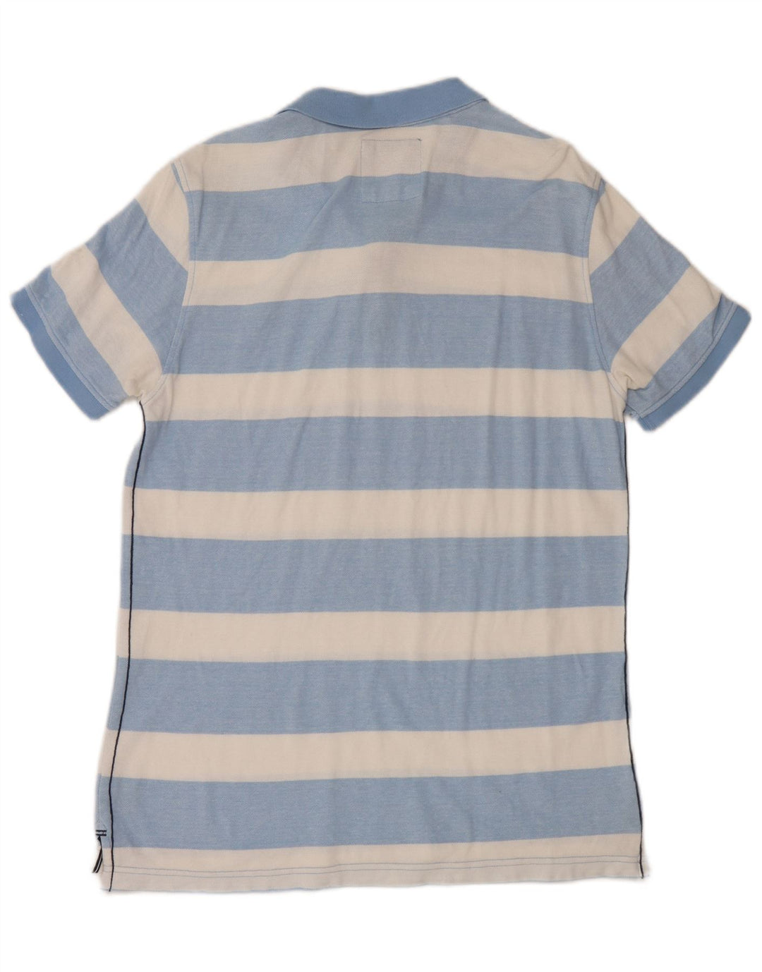 Crew Clothing Herren-Poloshirt aus mittelblauer, gestreifter Baumwolle