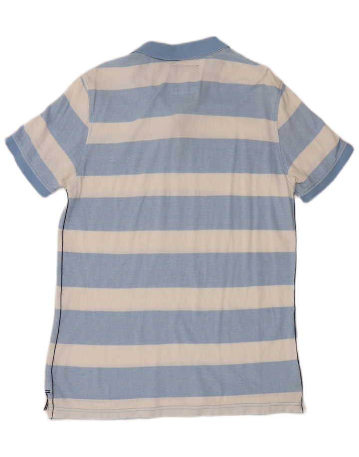 Crew Clothing Herren-Poloshirt aus mittelblauer, gestreifter Baumwolle