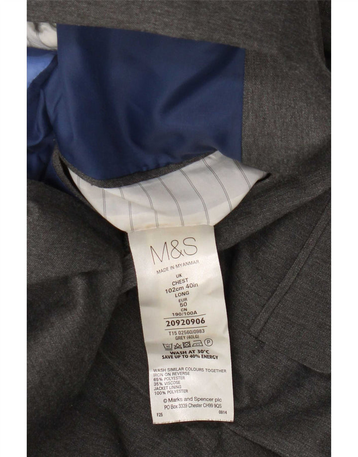 Marks & Spencer Herren-Blazer, lang, 2 Knöpfe, UK 40, Mittelgrau