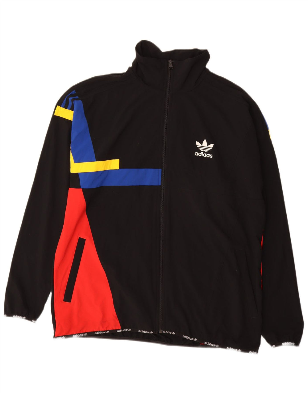ADIDAS Herren-Trainingsanzug-Oberteil, Jacke, groß, schwarzes Colourblock-Nylon