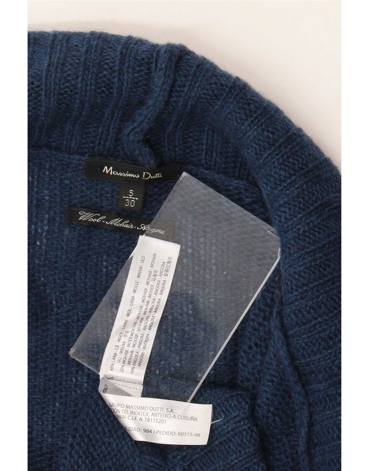 Massimo Dutti Rollkragenpullover für Damen, UK 10, Größe S, marineblaue Wolle