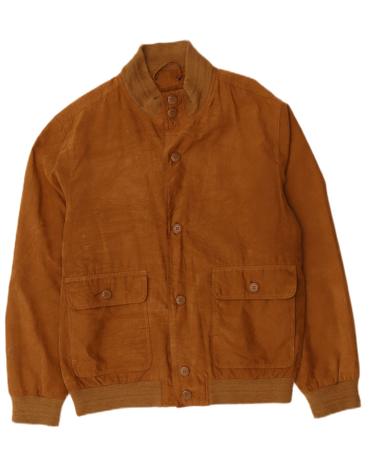Vintage Herren Bomberjacke UK 40 Großes braunes Polyester