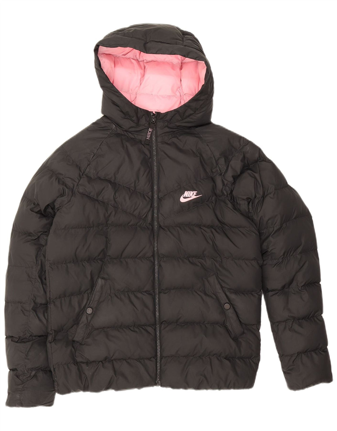 Nike Mädchen-Kapuzenjacke, gepolstert, 13–14 Jahre, XL, Schwarz, Polyester