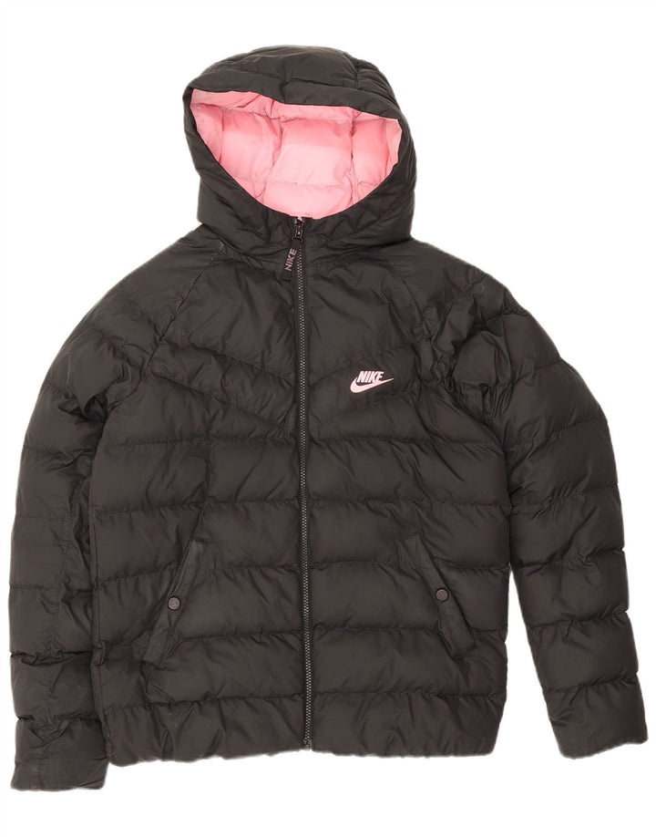 Nike Mädchen-Kapuzenjacke, gepolstert, 13–14 Jahre, XL, Schwarz, Polyester