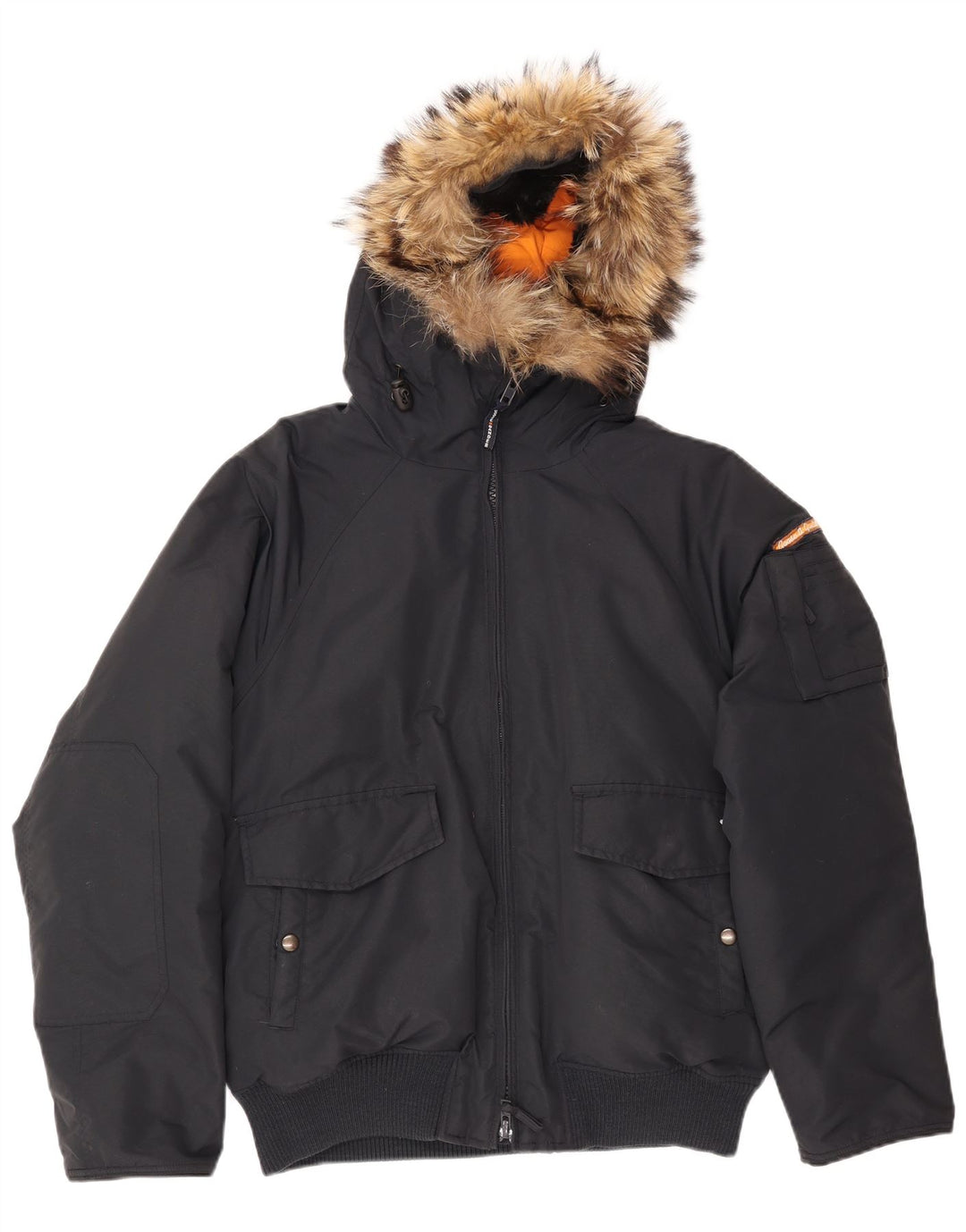 Goose & Gander Herren-Bomberjacke mit Kapuze, gepolstert, Größe 48, mittelschwarzes Nylon