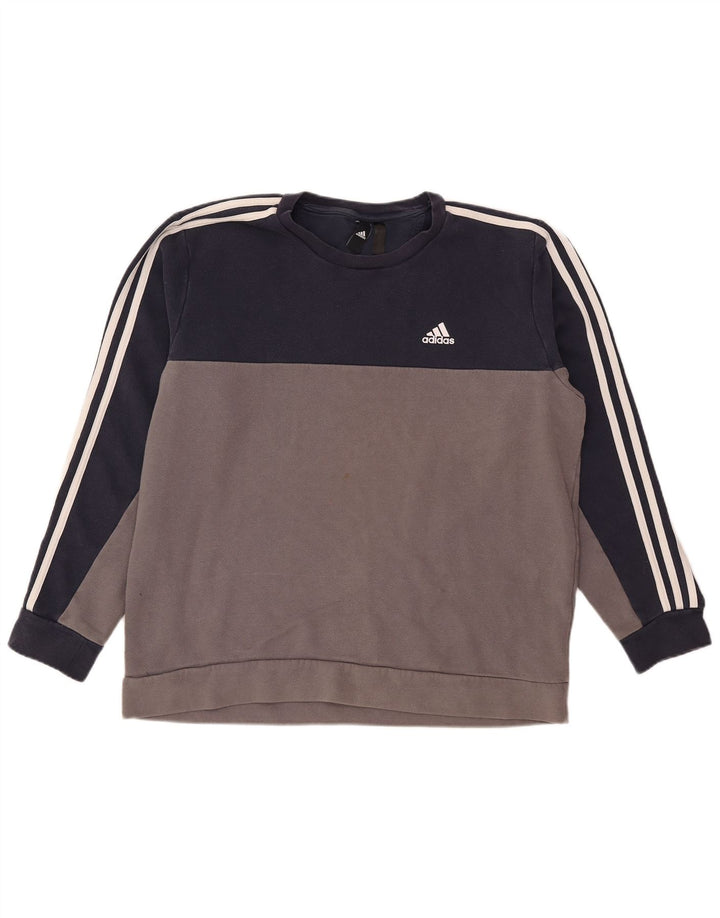 Adidas Herren Sweatshirt Pullover XL Grau Colourblock Baumwolle