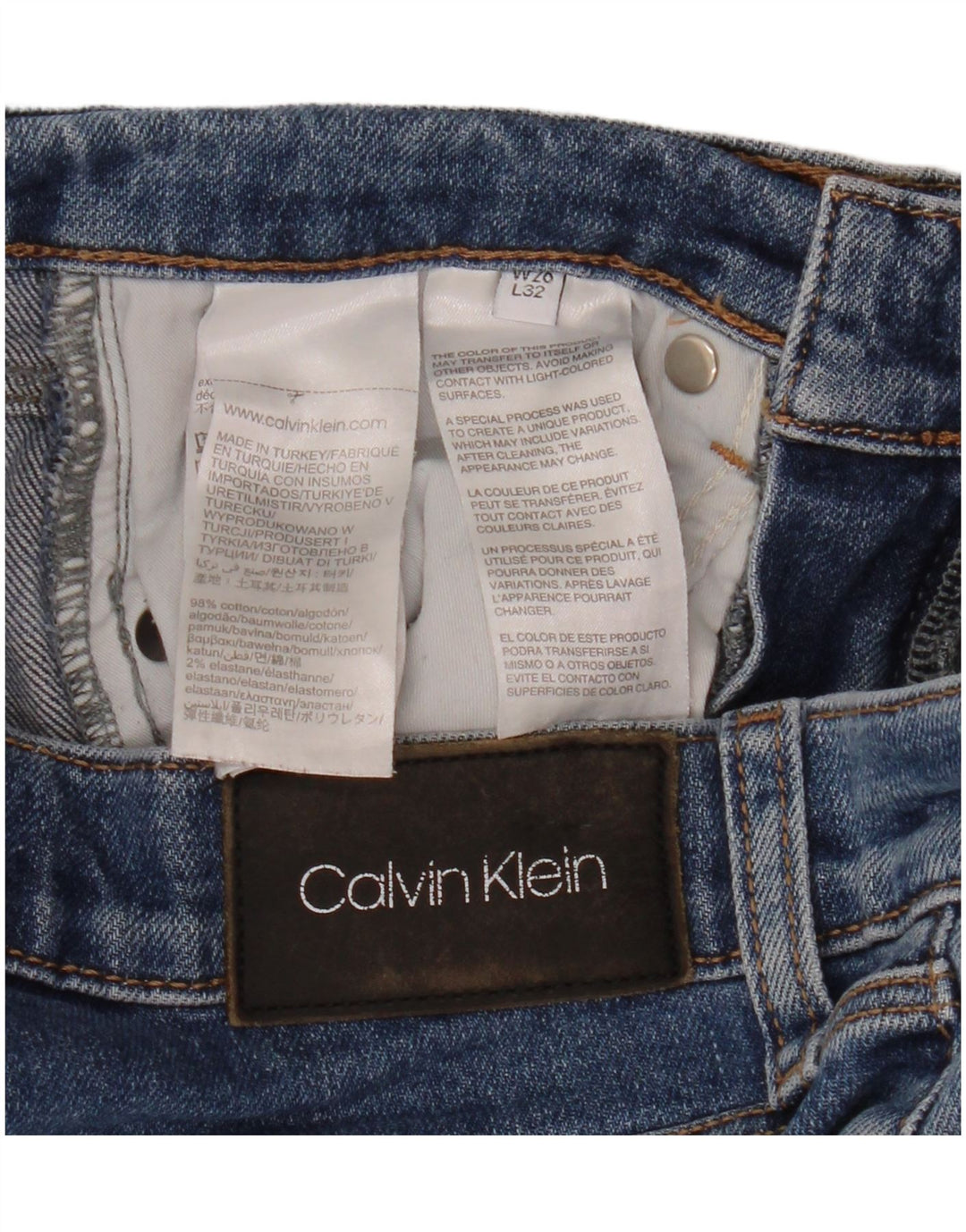 Calvin Klein Damen Straight Jeans W26 L26 Blaue Baumwolle