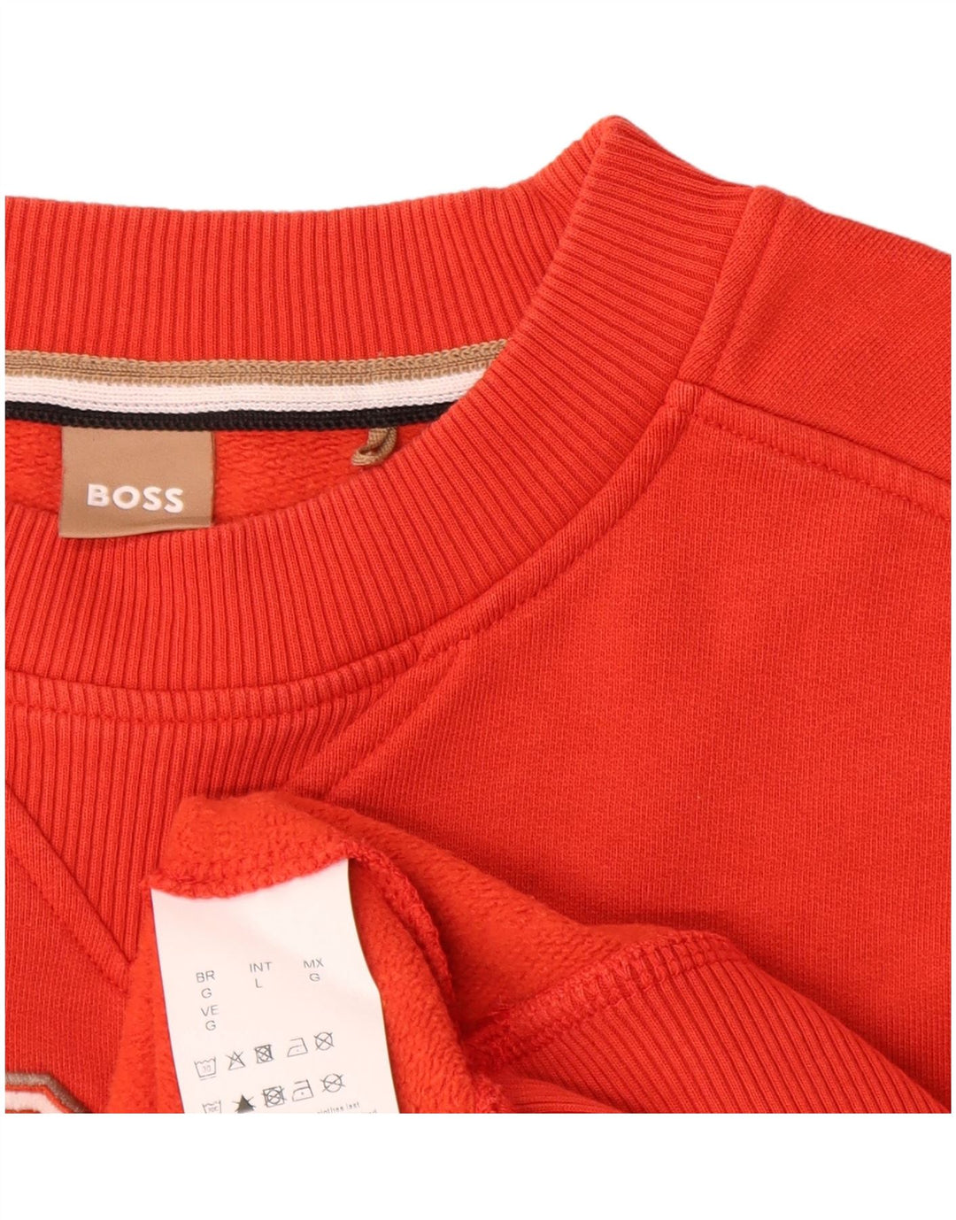 Hugo Boss Herren-Sweatshirt mit Grafik, groß, aus roter Baumwolle
