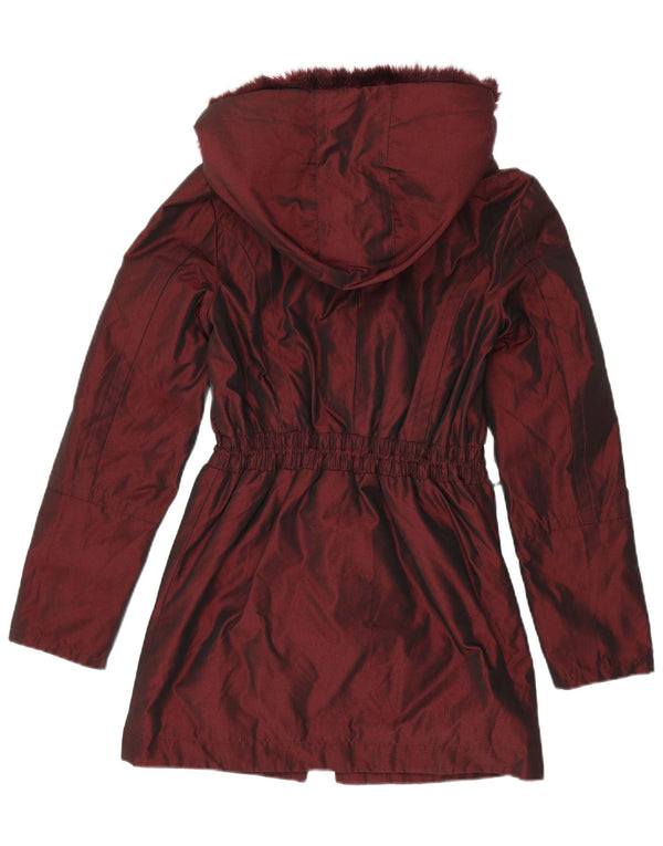 Ted Baker Damen-Parka mit Kapuze, Größe 1 XS, burgunderrotes Polyester