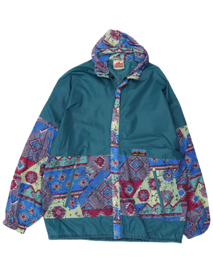 Capt. Cook Herren Abstract Hooded Rain Jacket UK 38 Mittelblau