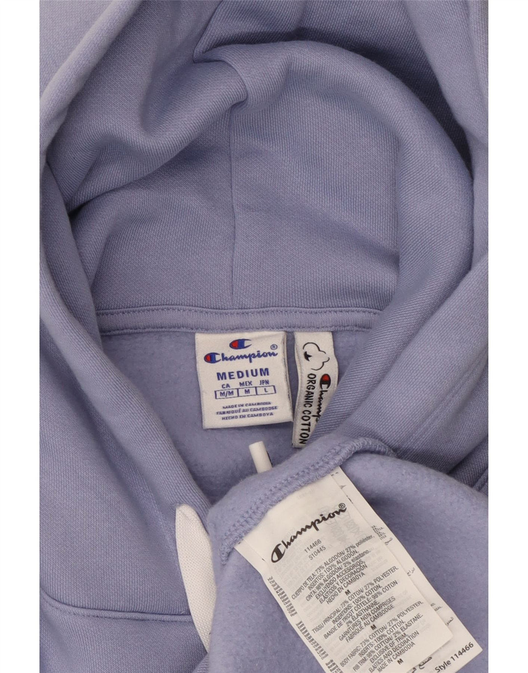 CHAMPION Damen Kapuzenpullover UK 14 Mittelblaue Baumwolle