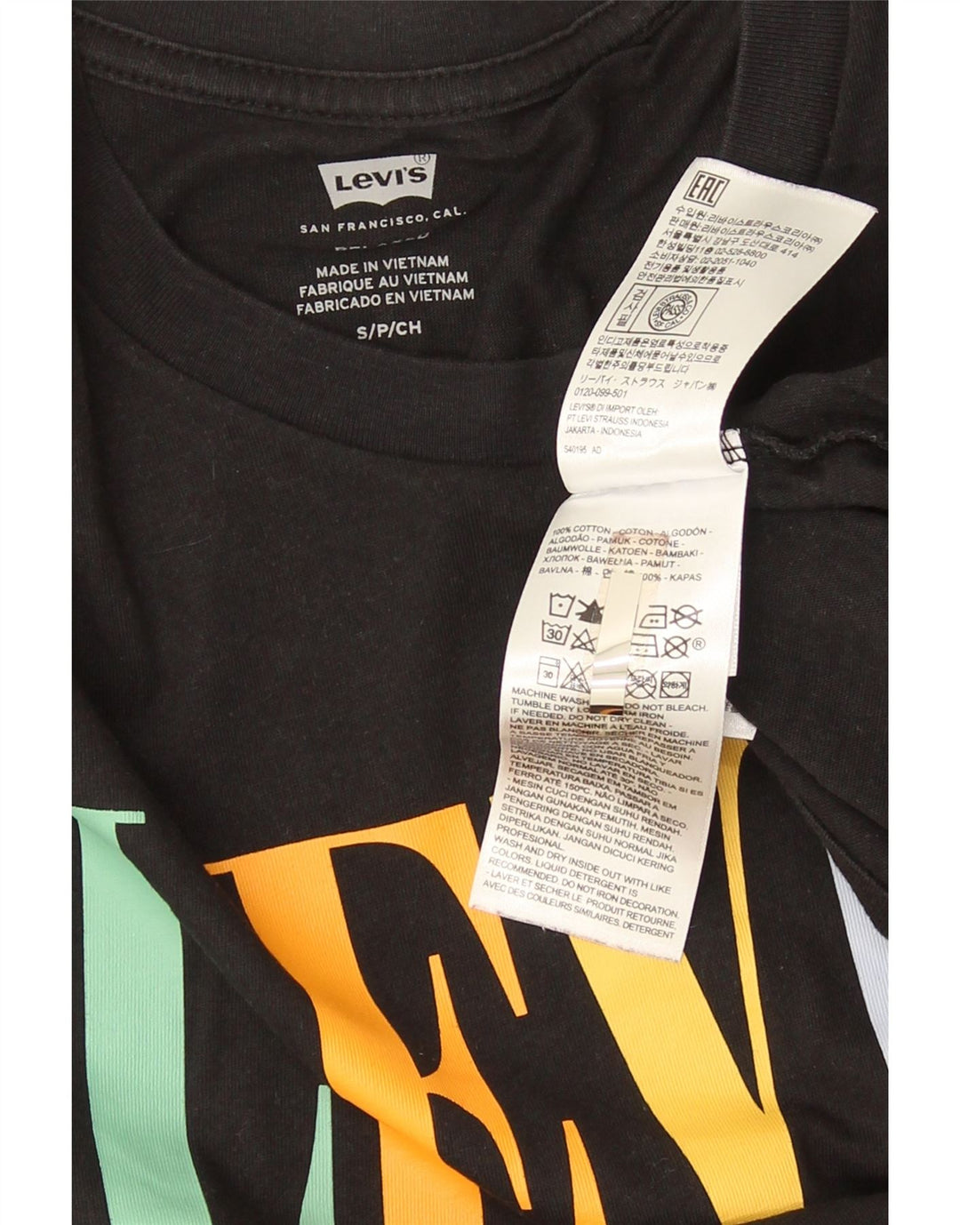 Levi's Herren-T-Shirt mit Grafik, Größe S, schwarze Baumwolle