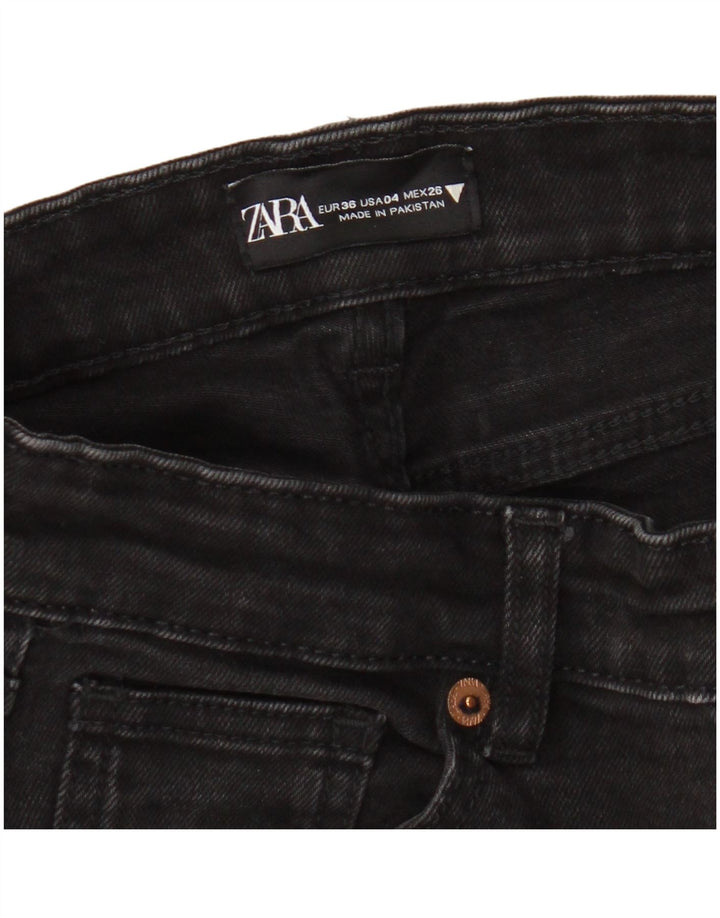 Zara Damen Schlagjeans EU 36 XS W26 L25 Schwarz