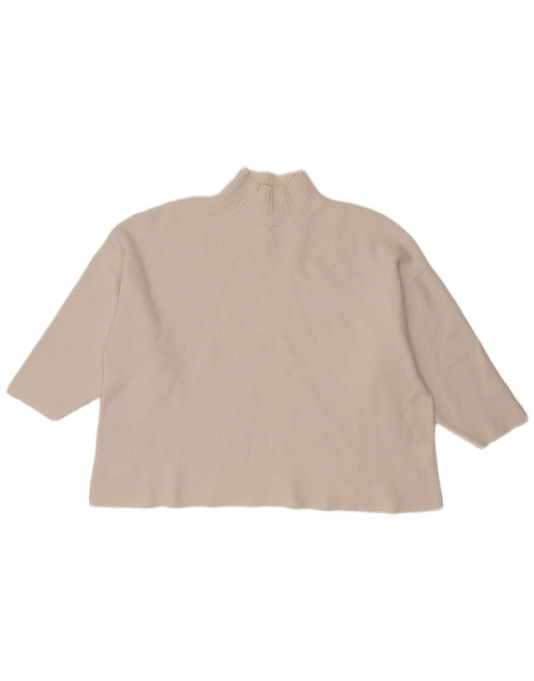 Zara Damen-Pullover, übergroß, kurz geschnitten, Rollkragenpullover, Gr. 14, Mittelweiß