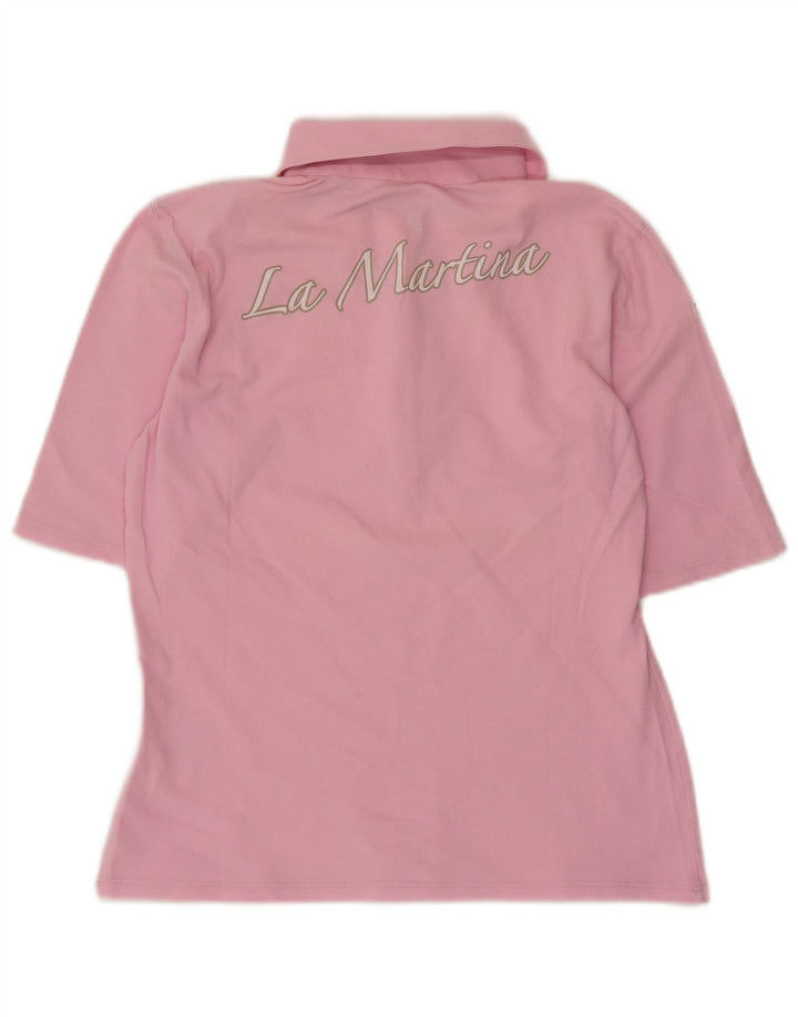La Martina Damen Grafik-Poloshirt IT 44 Mittelrosa Baumwolle