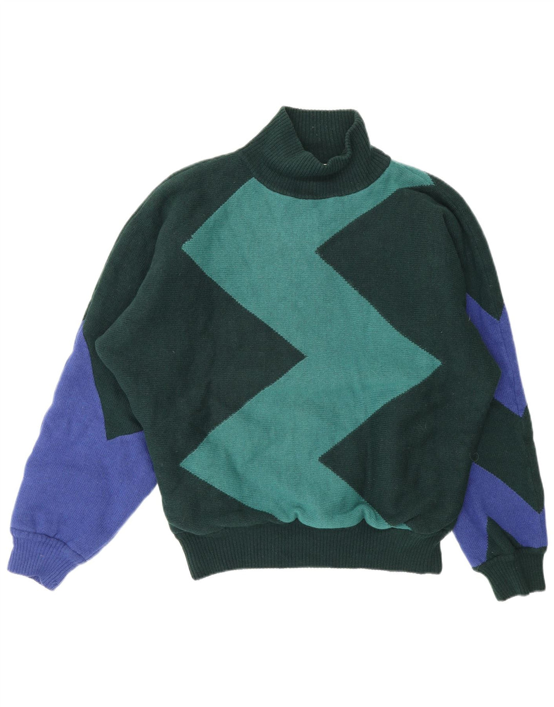 Gianni Versace Herren-Pullover mit Rollkragen, Mittelgrün, Farbblock