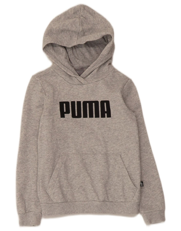 Puma Jungen Graphic Crop Hoodie Pullover 9–10 Jahre graue Baumwolle