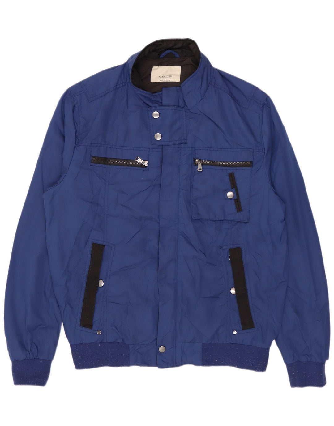 ZARA Herren Bomberjacke UK 42 XL Blau Polyester