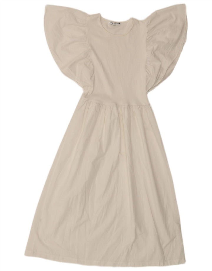 Zara Damen-Fledermauskleid in A-Linie, Gr. 8, Off-White-Polyester