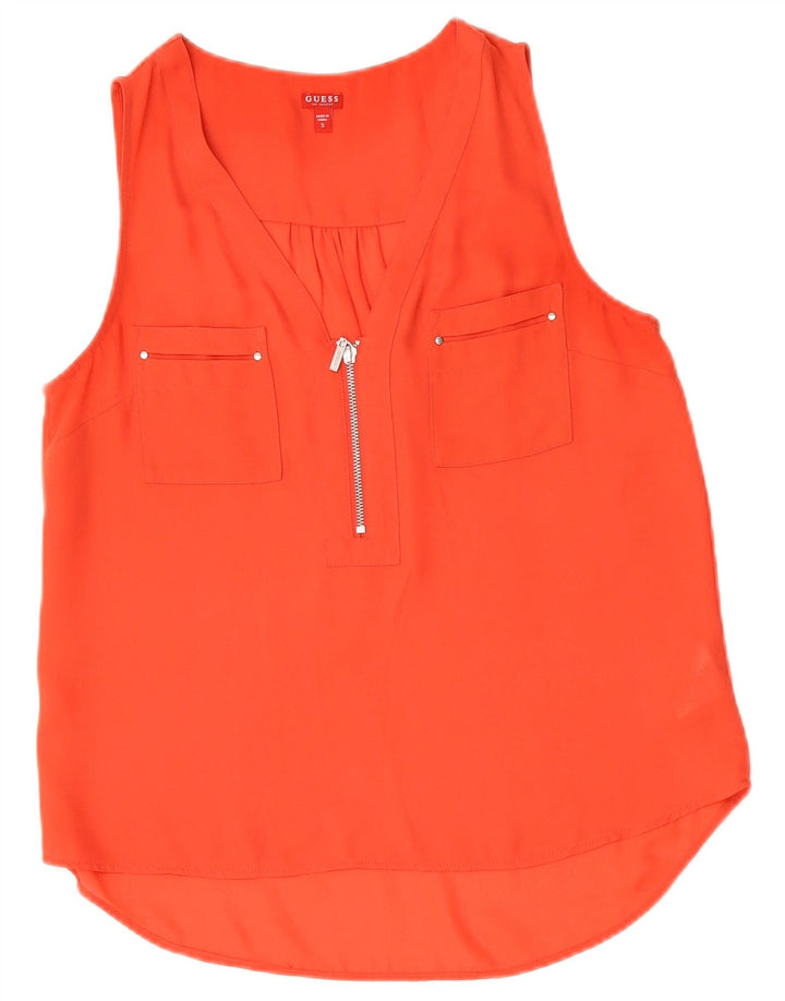 Guess Damen Weste Top UK 10 Small Rot Polyester