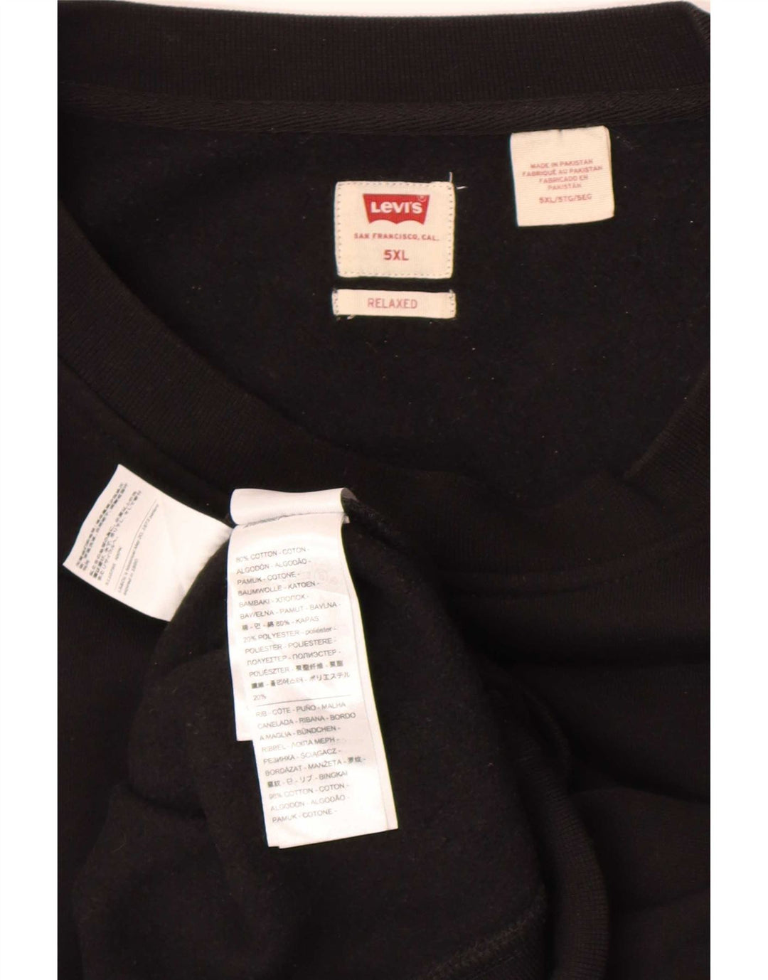 Levi's Herren Relaxed Fit Sweatshirt Pullover 5XL Schwarz Baumwolle