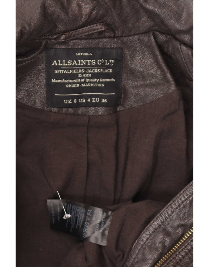 All Saints Damen Bikerjacke UK 8 Small Braunes Leder