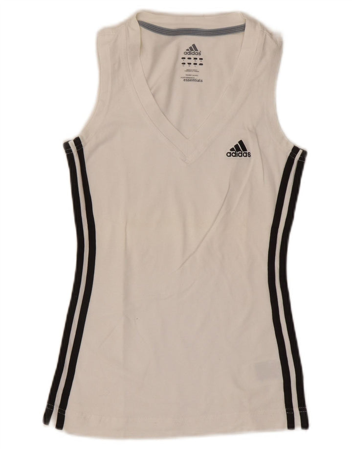Adidas Damen Weste Top UK 8 Small Weiße Baumwolle