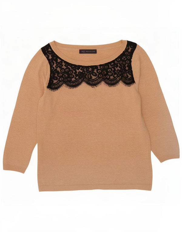 Marks & Spencer Damen-Pullover mit U-Boot-Ausschnitt, Gr. 10, Beige