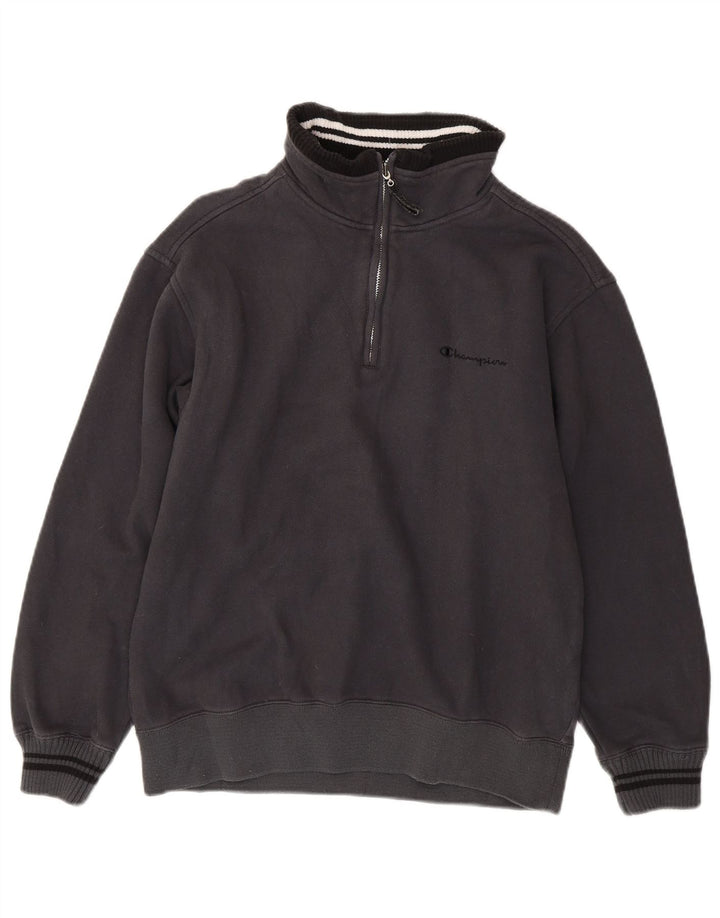 Champion Herren-Sweatshirt mit Reißverschluss am Hals, Größe S, Grau, Baumwolle