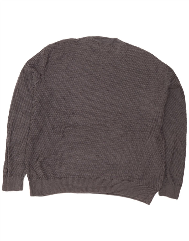 ZARA Herren-Pullover, lockere Passform, Rundhalsausschnitt, Größe L, Grau