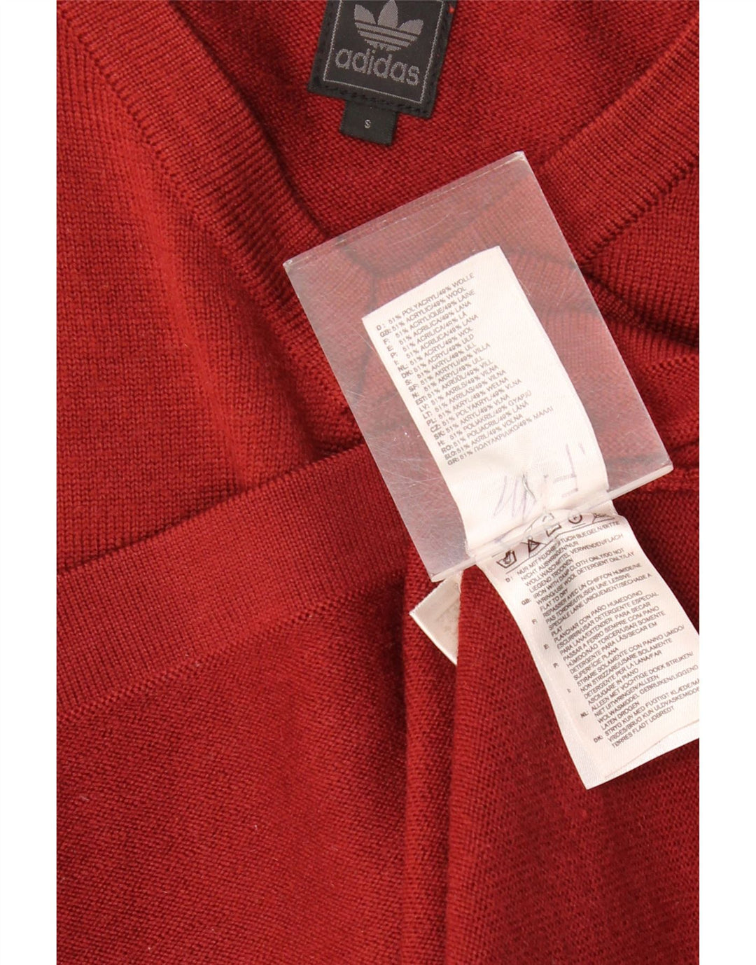 ADIDAS Herren-Pullover mit V-Ausschnitt, kleine weinrote Wolle