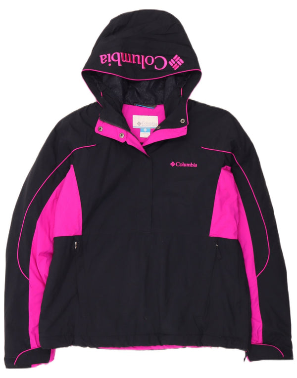 Columbia Damen Übergroße Grafik-Regenjacke UK 18 XL Schwarz Farbblock