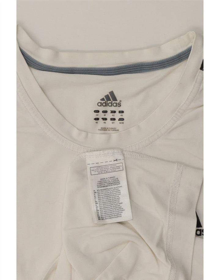ADIDAS Womens T-Shirt Top UK 14 Medium White Cotton Vintage Adidas and Second-Hand Adidas from Messina Hembry 