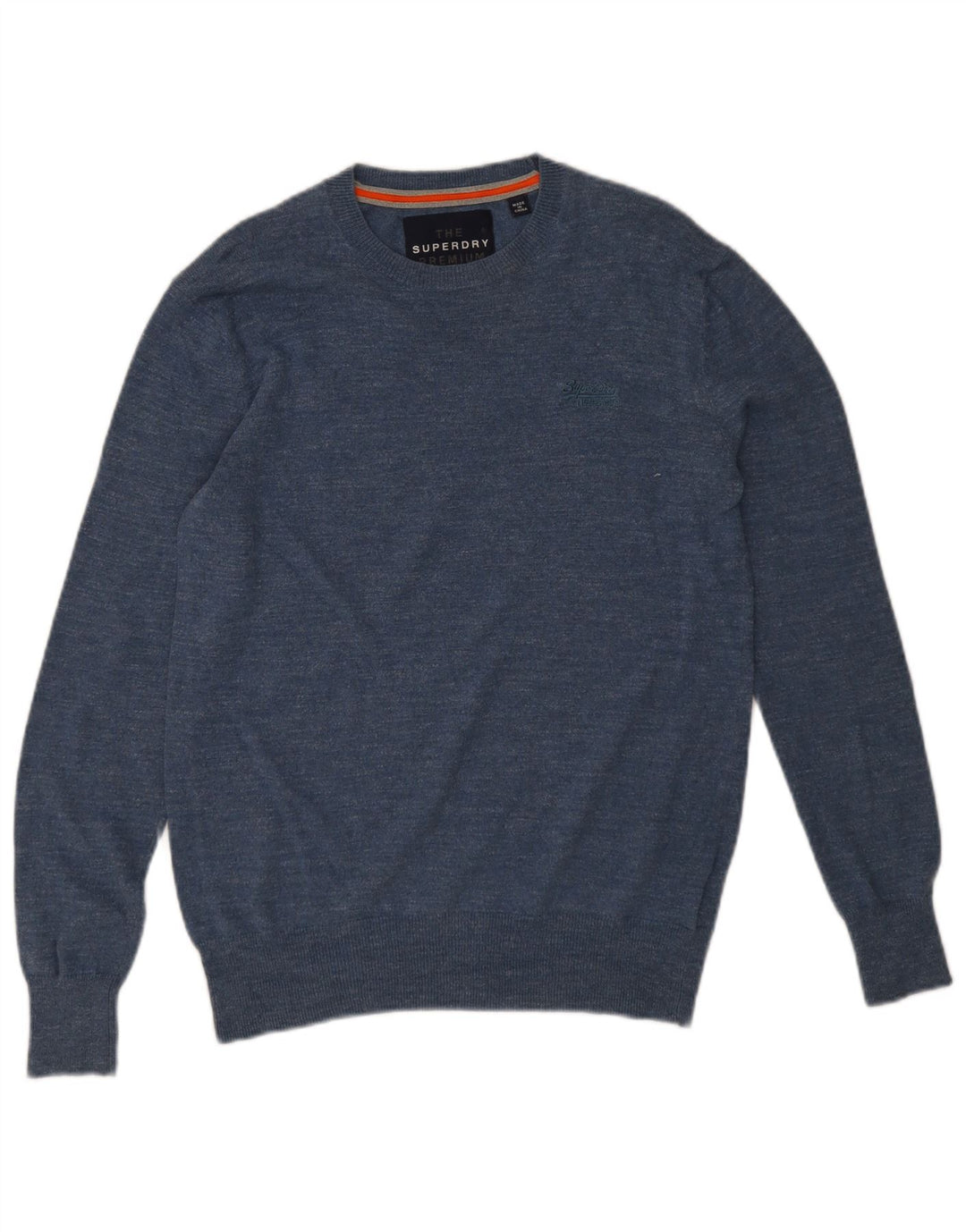 Superdry Herren-Pullover mit Rundhalsausschnitt aus mittelblauer Baumwolle
