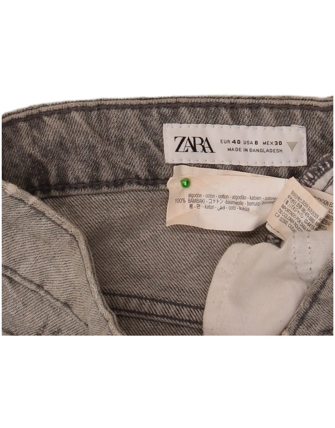 Zara Damen Denim Distressed Hotpants EU 40 Medium W30 Graue Baumwolle