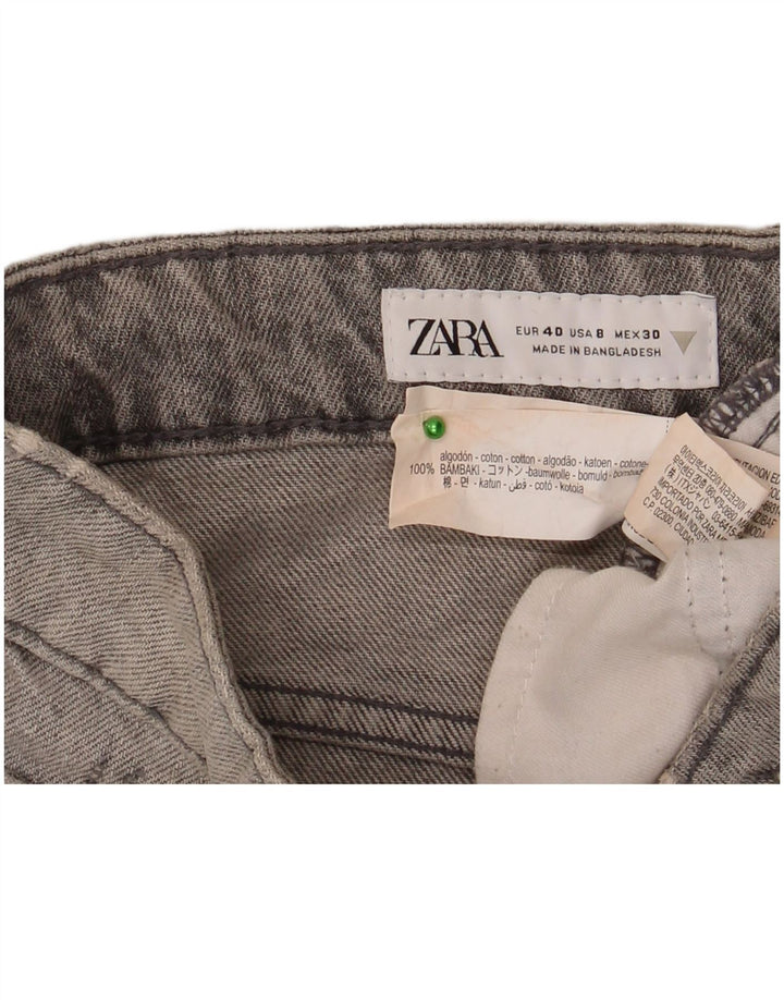 Zara Damen Denim Distressed Hotpants EU 40 Medium W30 Graue Baumwolle